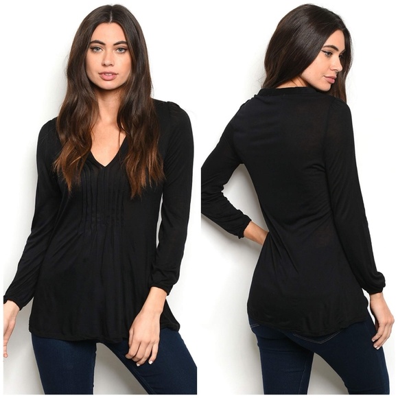 Gray V-Neck Long Sleeve Blouse - Picture 3 of 4